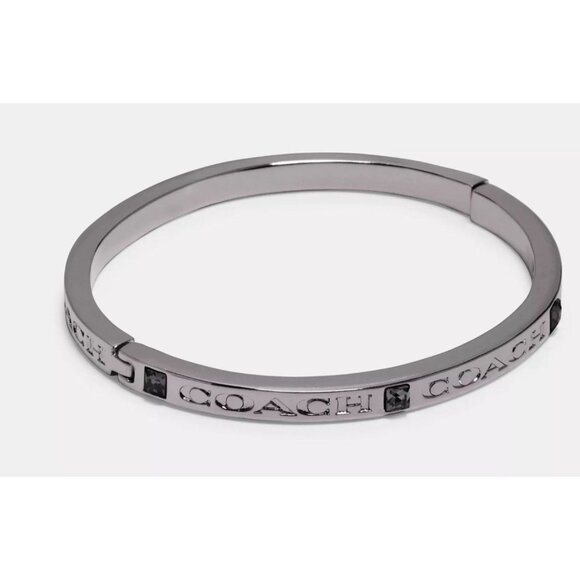 COACH Silver Signature Hoop Earrings (NWT) & Coach Signature Coach Bangle (Used) - Picture 6 of 7